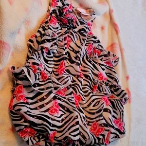 Onsie with ruffles zebra print with butterfly and hearts